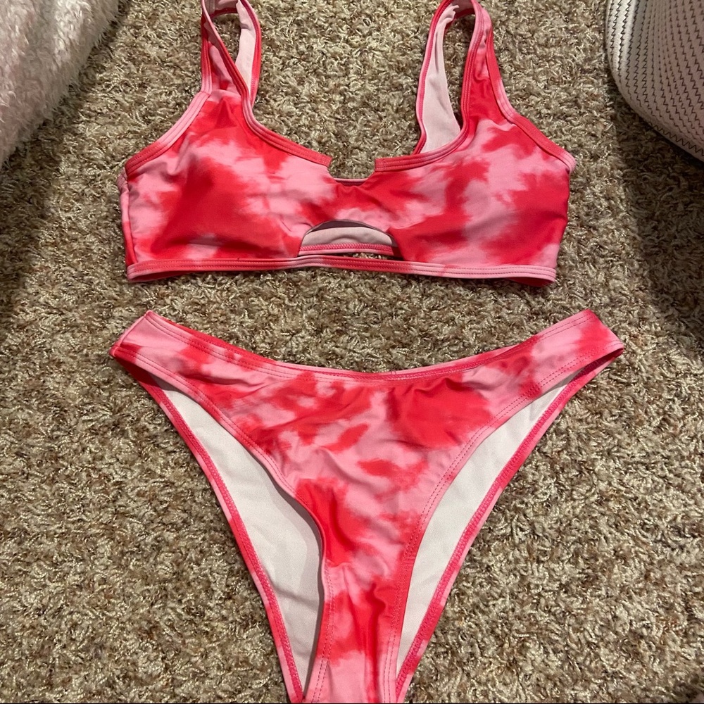 Pink tie dye bathing suit